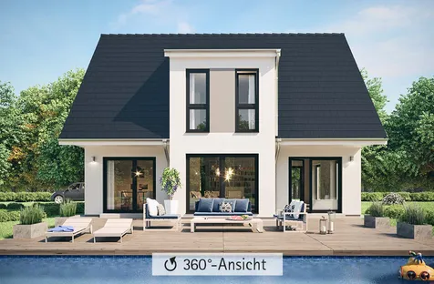 360 Grad Hausansicht des 1,5-Geschossers SH 150 FS mit Frontspieß